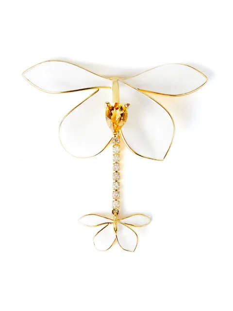 Shanghai Tang Ginger Flower crystal-embellished brooch Gold V5WJS443EE00