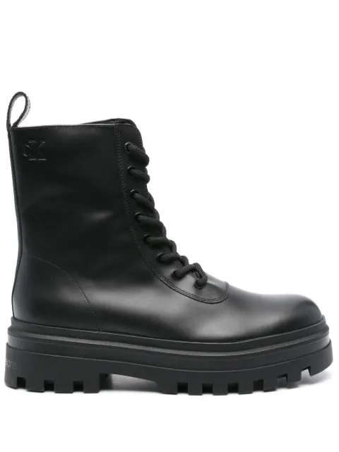 Calvin Klein Jeans lug-sole leather boots Black YM0YM01066