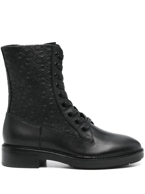 Calvin Klein leather logo boots Black HW0HW02194