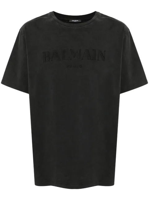 Balmain loose T-shirt with vintage Balmain embroidery Grey DH1EG010BC72