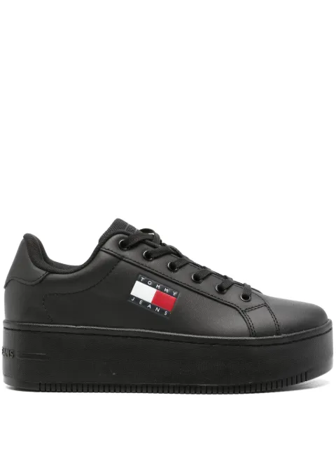 Tommy Jeans flatform leather sneakers Black EN0EN02518