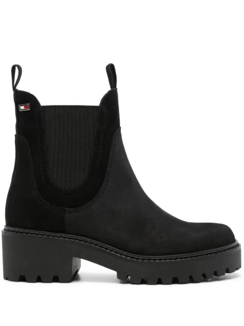 Tommy Hilfiger logo-plaque suede boots Black FW0FW08219