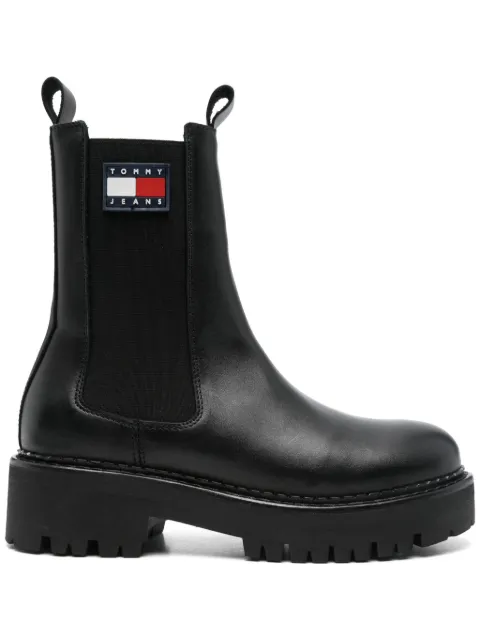 Tommy Jeans 45mm rubberised-logo chelsea boots Black EN0EN02629