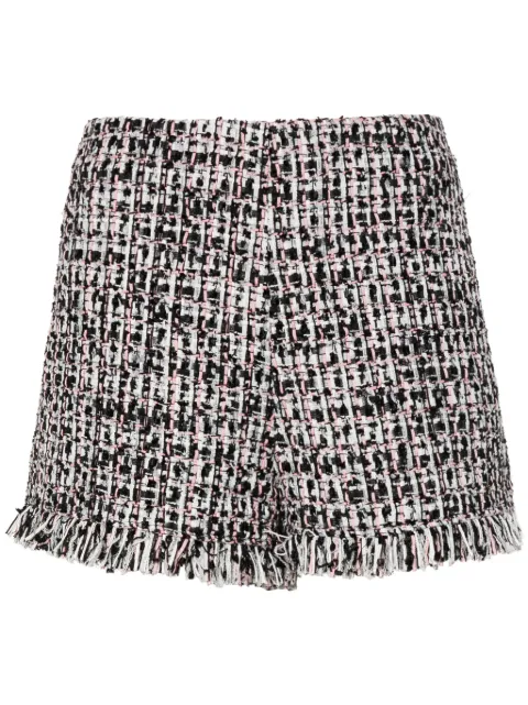 Self-Portrait tweed fringed shorts Black PF24052PAB