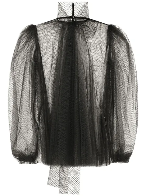 Dolce & Gabbana pussy-bow mesh blouse Black F7AI6TFLMJY