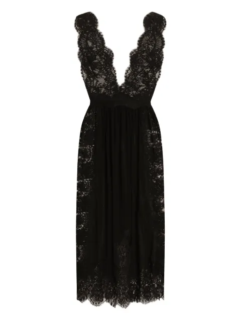 Dolce & Gabbana plunge-neckline lace dress Black F6JRSTGDCRO