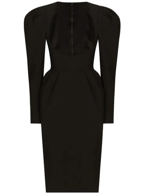 Dolce & Gabbana calf-length wool dress with open neckline Black F6JQVTFUZCT