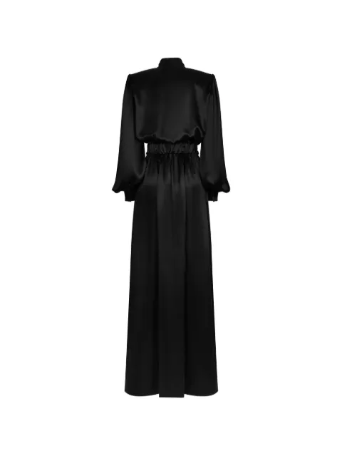 Dolce & Gabbana long silk satin dress with front slit Black F6JNSTFU1NU