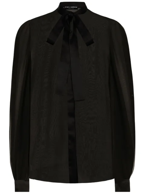 Dolce & Gabbana pussy-bow silk shirt Black F5S81TFU1AT