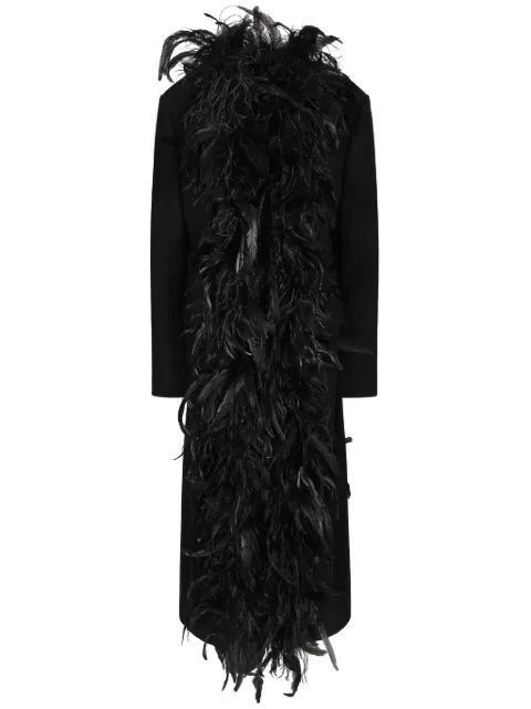 Dolce & Gabbana feather-trim coat Black F0G1DTFUBCI
