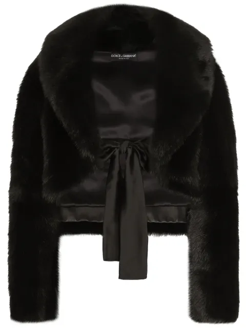Dolce & Gabbana belted faux-fur jacket Black F0F1FFFUP9B