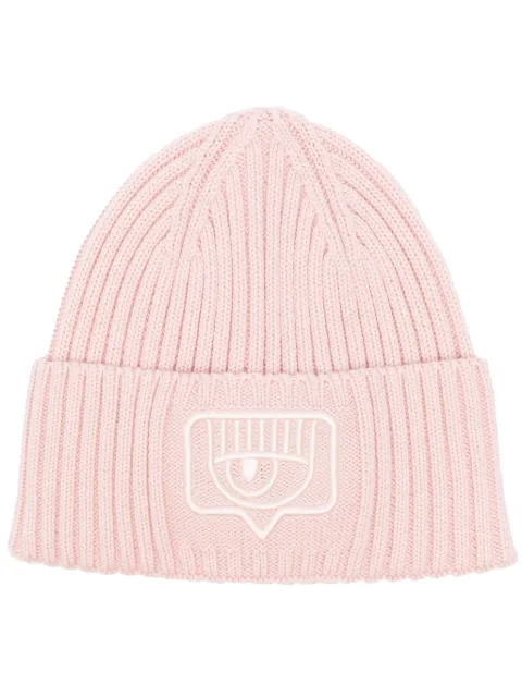 Chiara Ferragni Eyelike-embroidered ribbed beanie Pink 77SBZK33ZG341