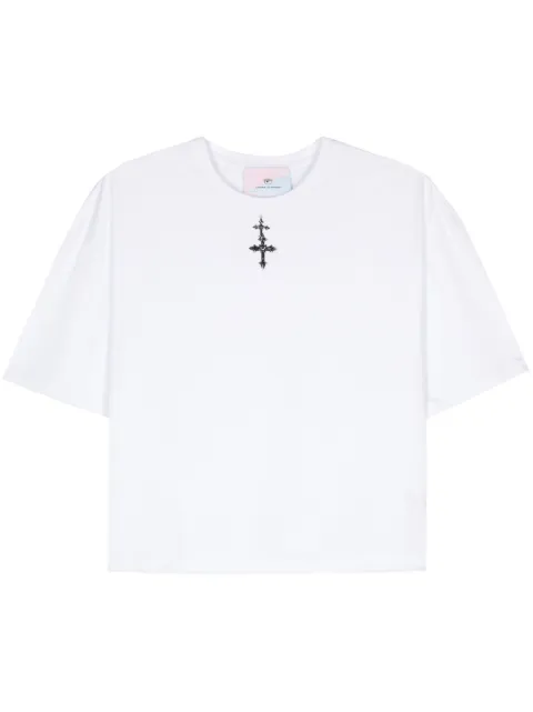 Chiara Ferragni cross-charm cotton T-shirt White 77CBHK07CJK01