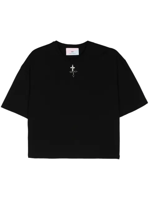 Chiara Ferragni cross-charm cotton T-shirt Black 77CBHK07CJK01
