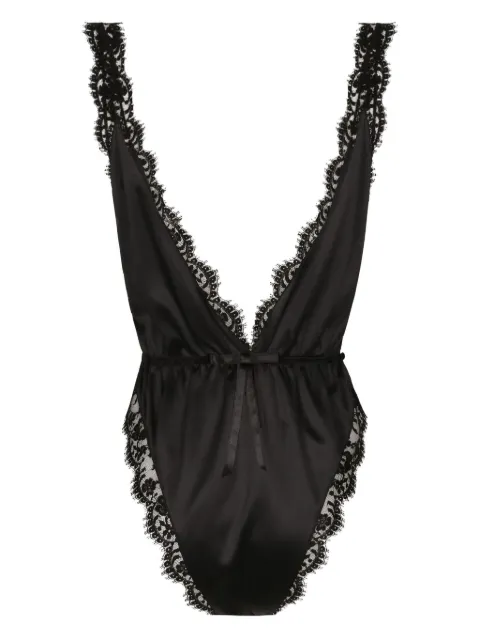 Dolce & Gabbana lace-edge satin bodysuit Black O9C61TONQ41