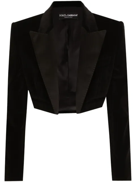 Dolce & Gabbana velvet cropped blazer Black F2919TFUVG7