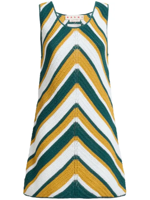 Marni striped knitted cotton mini dress Green ABMD0228Q0UFCB27