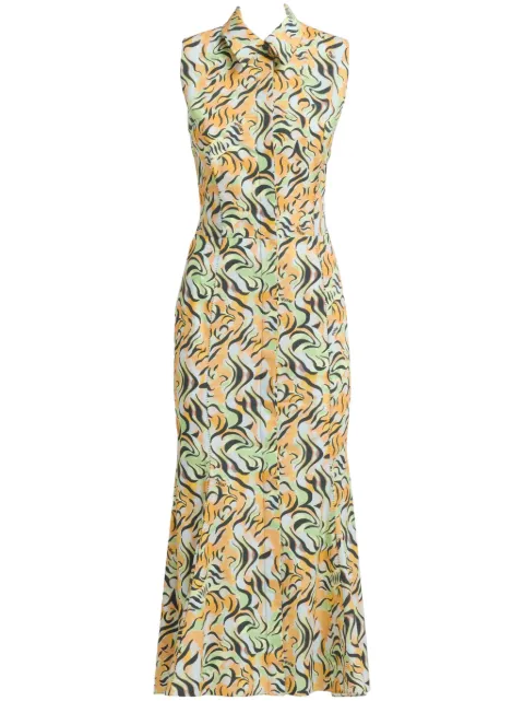 Marni floral-print cut-out midi shirt dress Orange ABMA1260S0UTC399