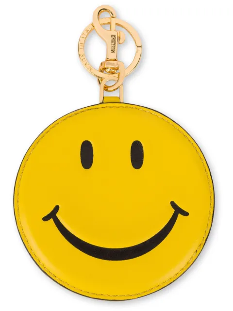 Moschino smiley-face leather keychain Yellow A85058002
