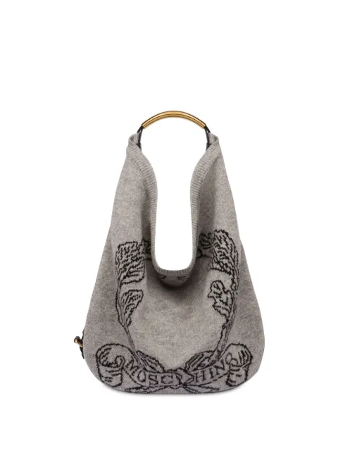 Moschino intarsia-knit logo tote bag Grey A75958224