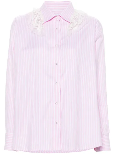 Loulou lace-detail striped shirt Pink LOURTW0024010
