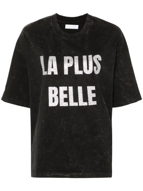Loulou glitter-print washed T-shirt Black LOURTW0024017