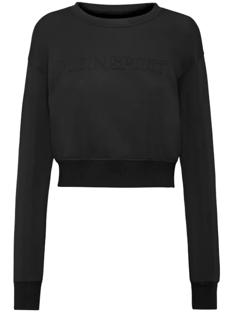Plein Sport logo-embroidered cropped sweatshirt Black AADCWJO1016STE003N