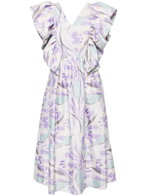 Saiid Kobeisy ruffled taffeta midi dress Neutrals RTWSS24LE12