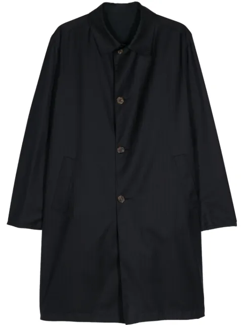 Kiton pinstripe single-breasted coat Black KT91238A22NEG52