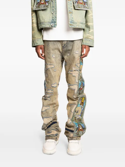 Who Decides War distressed panelled jeans Neutrals 1120990009SS24