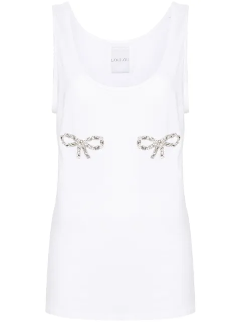 Loulou crystal-bows tank top White LOURTW0024009