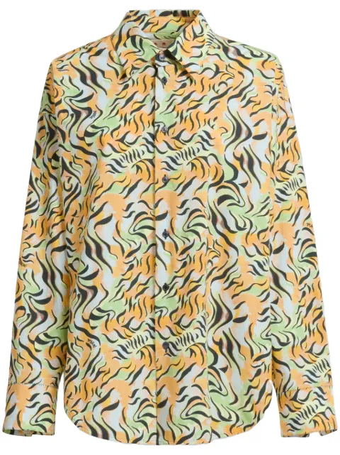 Marni abstract-print long-sleeve shirt Orange CAMA0586S1UTC399