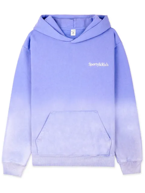 Sporty & Rich Serif logo-embroidered cotton hoodie Blue WS066S413SD
