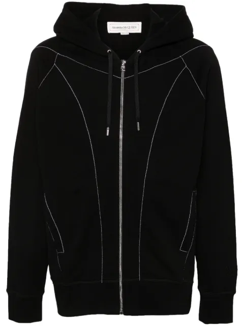 Alexander McQueen contrast-stitching hooded jacket Black 794453QXAAC