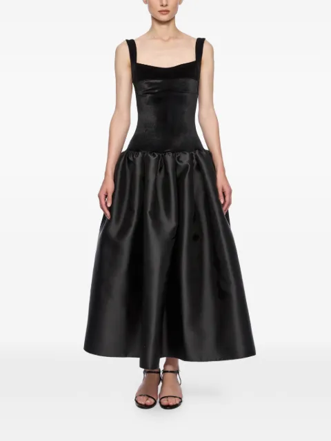 Atu Body Couture corset-detail flared midi gown Black AT25002