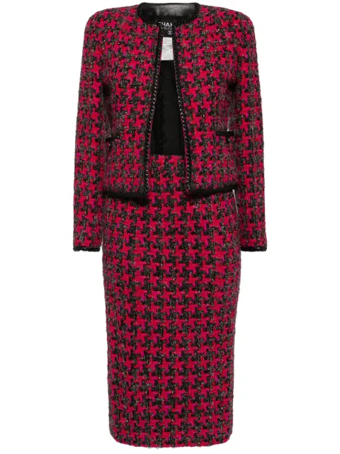 CHANEL Pre-Owned 1994 tweed skirt suit Purple 29204848U6398