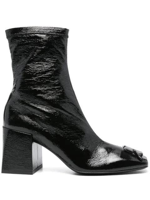 Courrèges Reedition Vinyl logo-plaque ankle boots Black PERSAB021VY0015