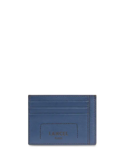 Lancel 6cc logo-stamp leather card holder Blue A1298580TU
