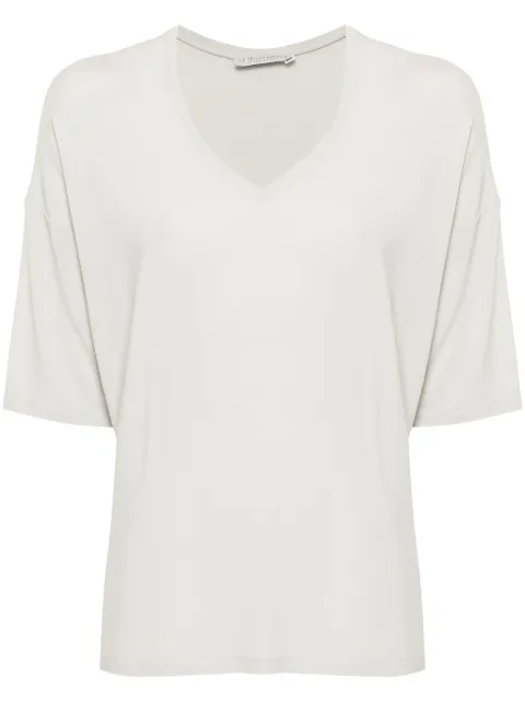 Le Tricot Perugia V-neck drop-shoulder T-shirt Grey 66591