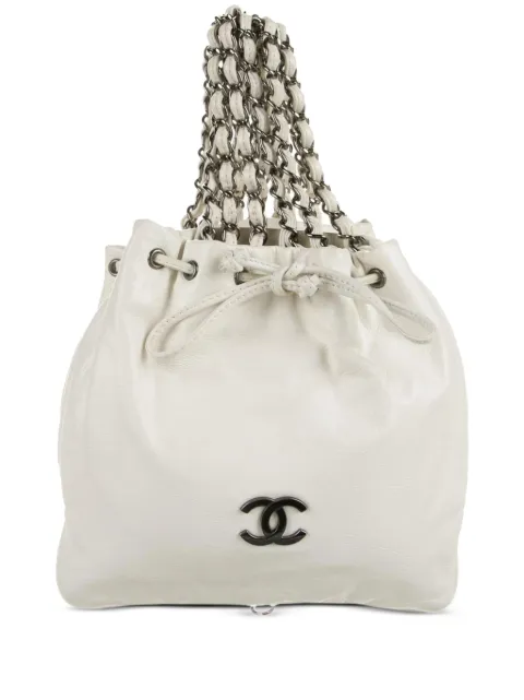 CHANEL Pre-Owned 2007 mini Dual Twin tote bag White CHANEL2007WHITECHAINMINITOTEBAG