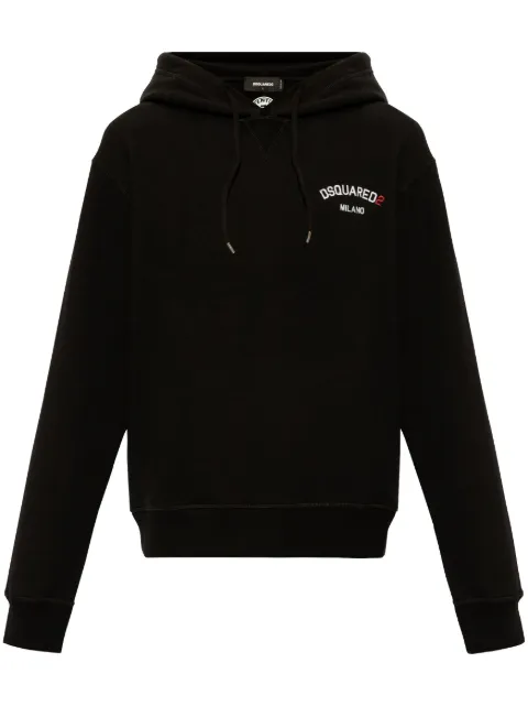 DSQUARED2 logo-embroidered cotton hoodie Black S74GU0830S25516