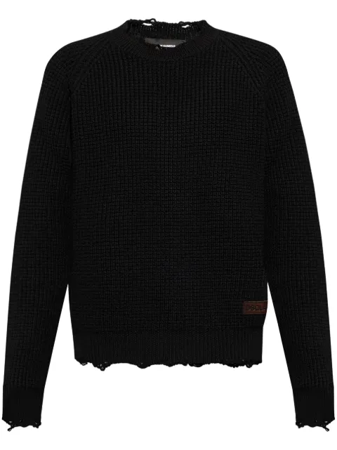 DSQUARED2 logo-patch waffle-knit jumper Black S74HA1446D13040