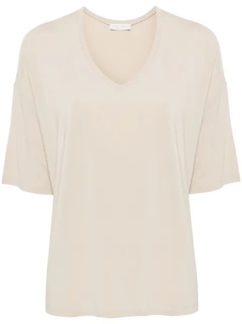 Le Tricot Perugia V-neck drop-shoulder T-shirt Neutrals 66591