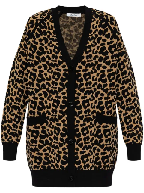 Max Mara Tenore leopard-intarsia cardigan Brown 2421346021600