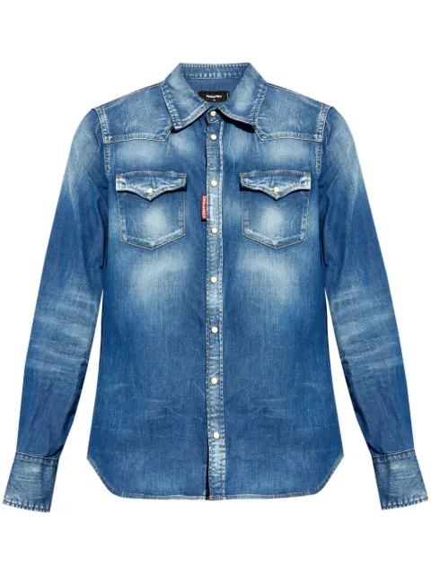 DSQUARED2 Western ripped-detail denim shirt Blue S75DL0879S30341