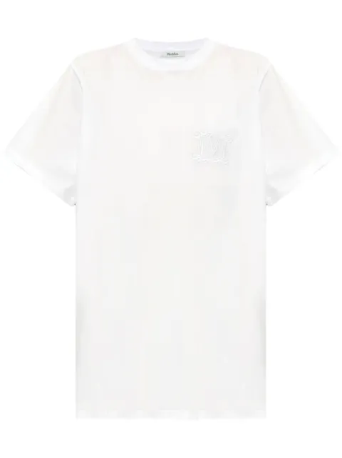 Max Mara monogram-embroidered cotton T-shirt White 2421946021600