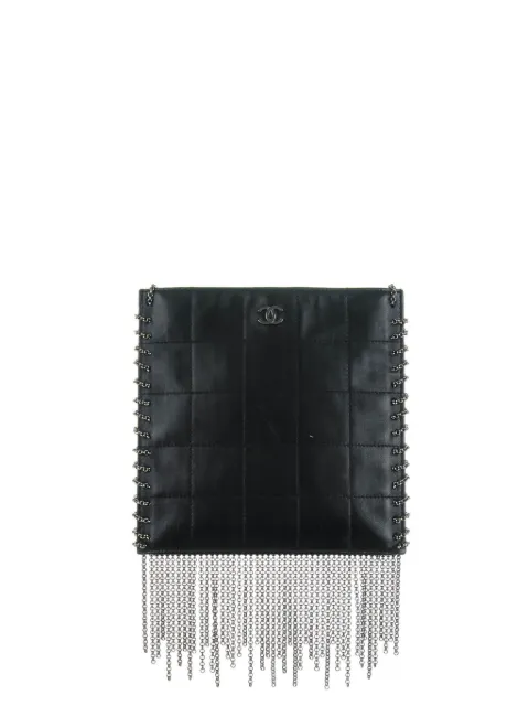 CHANEL Pre-Owned chain-fringe leather crossbody bag Black CHANELSQUAREFRINGECROSSBODY