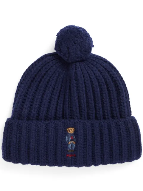Polo Ralph Lauren Bear Pom-Pom beanie hat Blue 455931876003