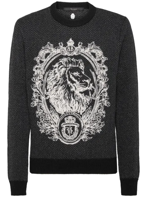 Billionaire Lion-embroidered jumper Black OADCMKO1425BTE025N