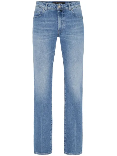 Billionaire logo-patch washed straight-leg jeans Blue OADCMDT3987BTE001N